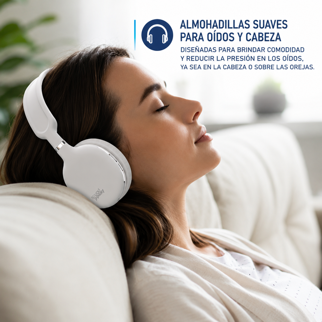 Foldable Wireless Headphones, Bluetooth Over-Ear Headset with Built-In Mic