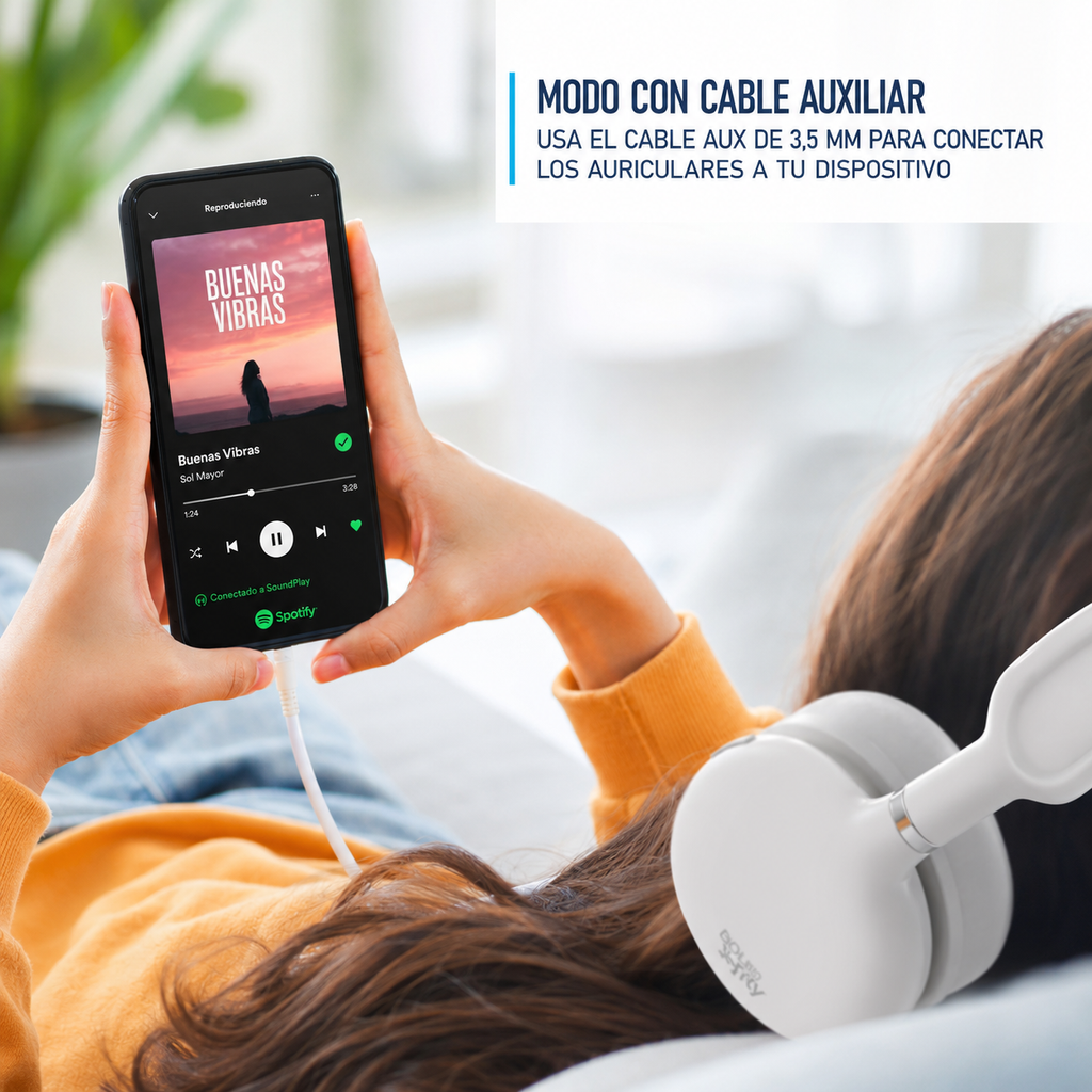 Foldable Wireless Headphones, Bluetooth Over-Ear Headset with Built-In Mic